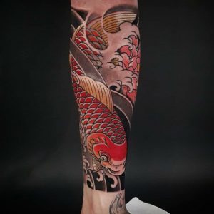 Red Koi Fish Tattoo designs colorful irezumi