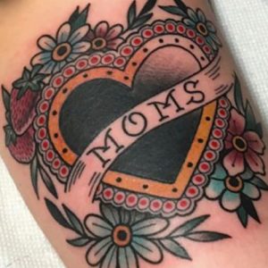floral mom heart tattoo design