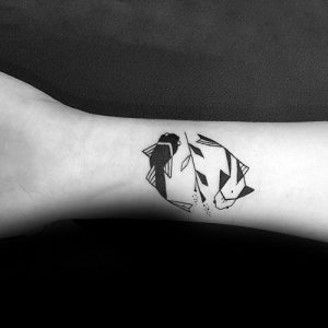 geometric forearm small yin yang koi fish tattoo ideas designs