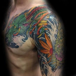 japanese colorful koi dragon tattoos