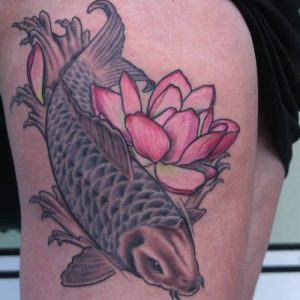 lotus flower koi fish tattoo designs