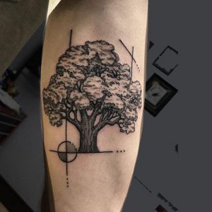 simple easy oak tree tattoo designs ideas