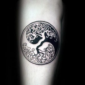 yin yang small simple celtic tree of life arm tattoos