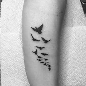 beautiful bird tattoo design with semicolon project semicolon