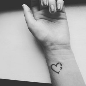 beautiful minimal heart semicolon tattoo designs