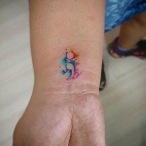 beautiful watercolor semicolon tattoos