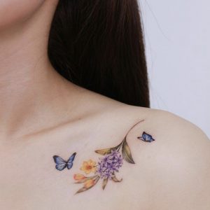 floral butterfly flower watercolor tattoo designs