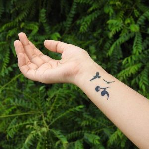 semicolon with birds tattoo designs ideas on wrist