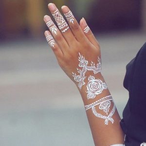 simple floral white henna tattoo designs