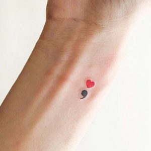 simple semicolon heart tattoo designs