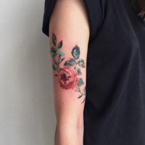 watercolor rose tattoo design