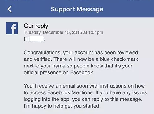 facebook verification badge request