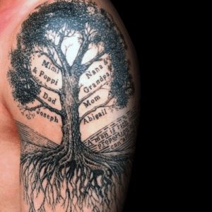 big family tree tattoo design for arm