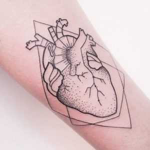 geometric anatomical heart tattoos ideas