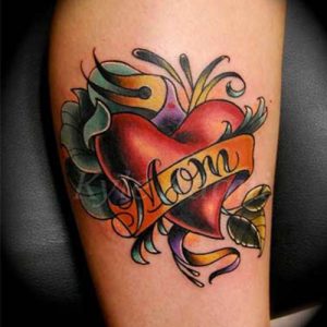 mom heart color tattoo ideas design