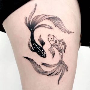 pisces tattoo with koi fish designs