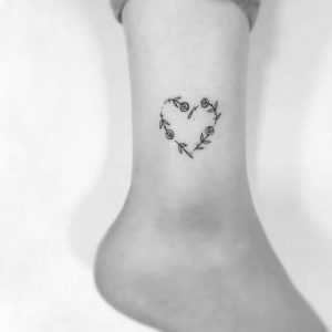 tiny heart tattoo ideas design for ankle