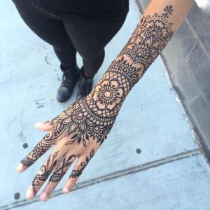 beautiful floral henna tattoo pattern designs on forearm