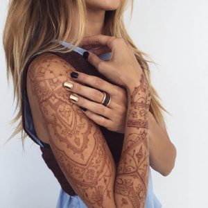 beautiful full sleeve henna tattoo for women traditional indian mehndi designs