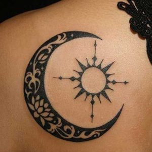 beautiful moon and sun tattoo designs