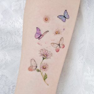 floral butterfly watercolor tattoo designs