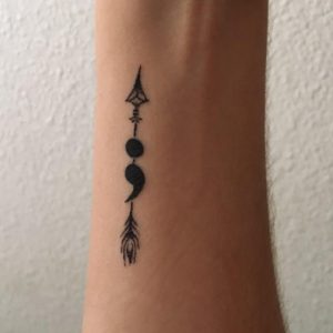 semicolon tattoo with arrow suicide awareness tattoo designs