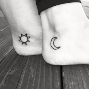 simple beautiful moon and sun tattoo design outline