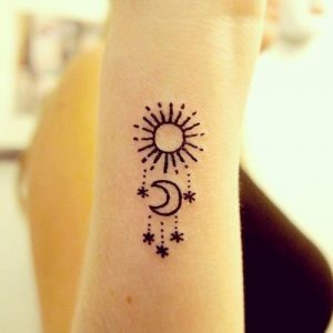 sun and moon henna tattoo design