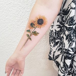 watercolor sunflower tattoo design